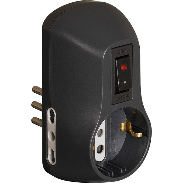 BTICINO ADATTATORE SAFE 1 PRESA SCHUKO+2P 10/16A CON INTERRUTTORE
