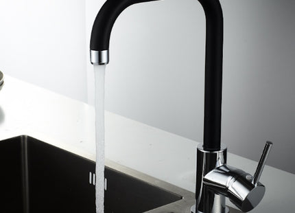 IDRO-BRIC RUBINETTO MISCELATORE LAVELLO FLORIDA NERO SATINATO E CROMO