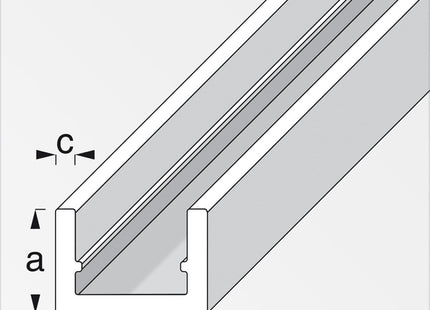 ALFER PROFILO A U ALLUMINIO ANODIZZATO ARGENTO MT.1
