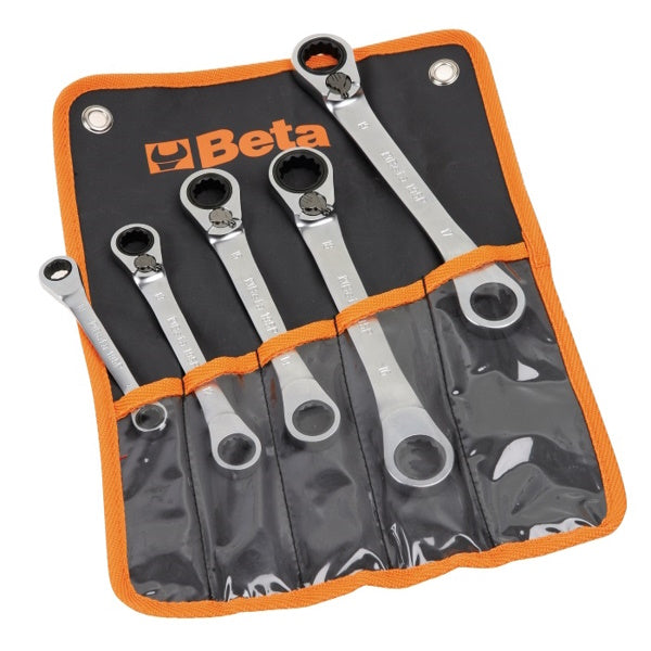 BETA   195P/B5 SERIE DI 5 CHIAVI POLIGONALI DOPPIE PIEGATE A CRICCHETTO