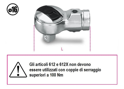 BETA   612X CRICCHETTO REVERSIBILE PER BARRE DINAMOMETRICHE DA 1/2"