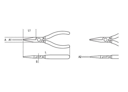 BETA  1009 PINZA A BECCHI MEZZOTONDI LUNGHISSIMI ZIGRINATI MM160