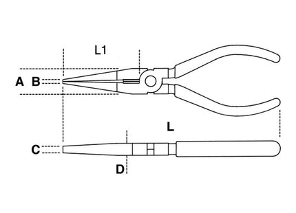 BETA  1162MQ PINZA A BECCHI PIATTI LUNGHISSIMI DRITTI 1000V