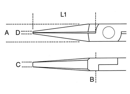 BETA  1172BM PINZA PER ELETTRONICA A BECCHI PIATTI LUNGHI LISCI MM140