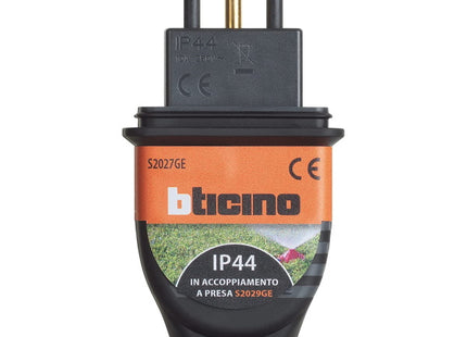BTICINO SPINA IN CAUCCIU' BIMATERIA 2P+T IP44 NERO