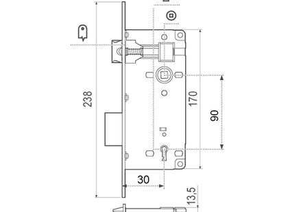 AGB SERRATURA PATENT GRANDE DISTANZA MM8X90 BRONZATA ART.00591
