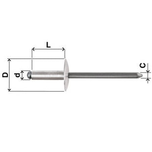 FAR RIVETTI IN LEGA DI ALLUMINIO A TESTA LARGA NERO MM12 D.MM4,0X14