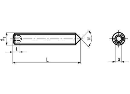 GRANI PUNTA CONICA ESAGONO INCASSATO ACCIAIO INOX A2 UNI 5927