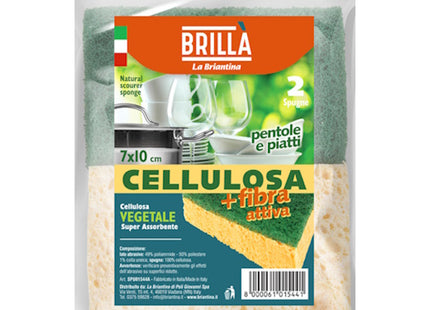 LA BRIANTINA SPUGNE IN FIBRA ABRASIVA E CELLULOSA NATURALE CONF.PZ2