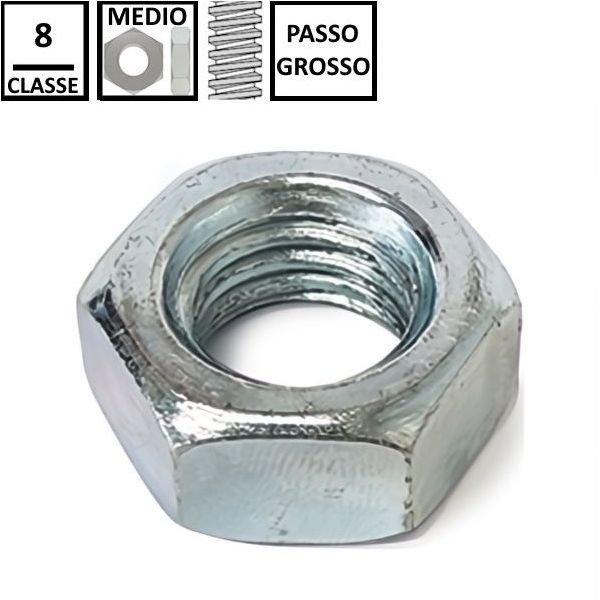 DADO ESAGONALE MEDIO PASSO GROSSO CL. 8 Z.BIANCO UNI 5588