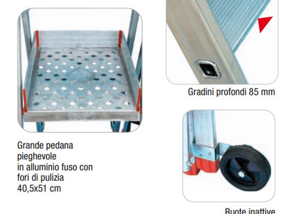 FACAL SCALA PLATEA IN ALLUMINIO CON STABILIZZATORI TELESCOPICI