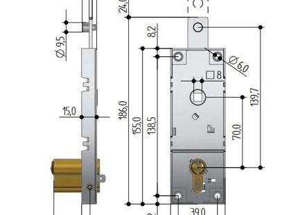 PREFER SERRATURA PER PORTONE BASCULANTE SENZA CILINDRO ART. B561