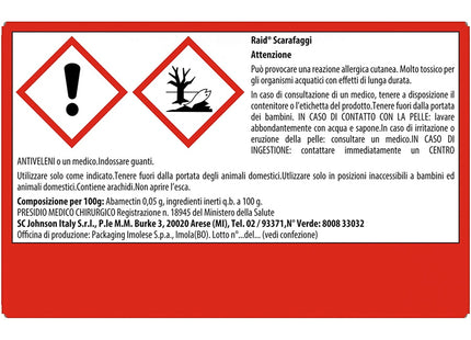 RAID INSETTICIDA ESCA PER SCARAFAGGI IN CONFEZIONE DA 6 CASETTE