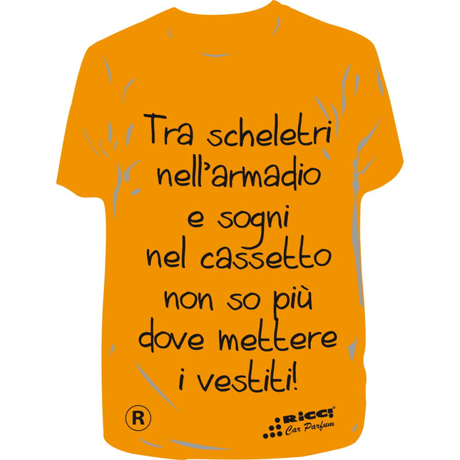 RICCI PROFUMATORE AUTO T-SHIRT SCRITTE "TRA SCHELETRI..." TROPICALE