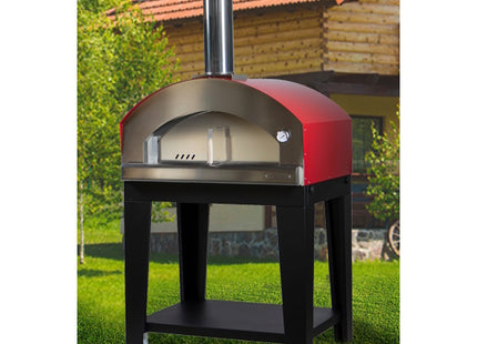 ROSSOFUOCO FORNO A LEGNA NONNA LUISA ROSSO CON CARRELLO VERNICIATO NERO