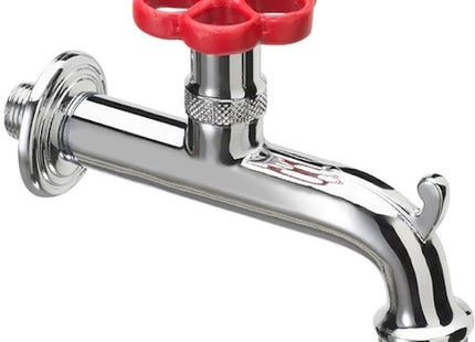 BEL-FER RUBINETTO IN OTTONE CROMATO STILE IDRANTE CON GHIERA ROSSA 1/2"