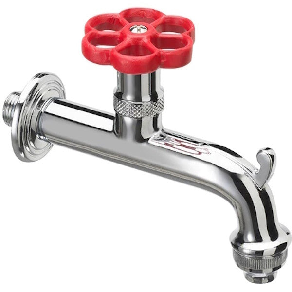 BEL-FER RUBINETTO IN OTTONE CROMATO STILE IDRANTE CON GHIERA ROSSA 1/2"